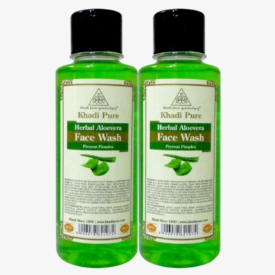 Khadi Pure Gramodyog Herbal Aloevera (Pack of 2)  (420 ml) Face Wash(420 ml)