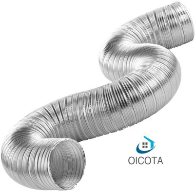 OICOTA Flexible Aluminium Duct Pipe Chimney Exhaust Pipe 4 In (Upto 10...