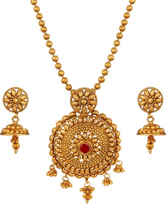 JFL Jewellery for Less Copper Gold-plated Red Jewellery Set(Pack of 1)