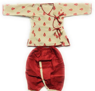 Little Dreams Baby Boys Festive & Party Dhoti & Kurta Set(Red Pack of 1)