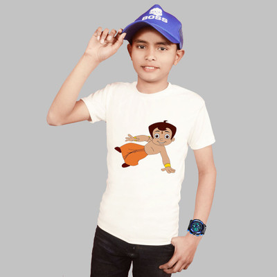 Widersoft Boys & Girls Graphic Print Cotton Blend Regular T Shirt(White, Pack of 1)