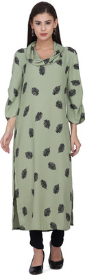 FFU Women Printed Straight Kurta(Green)