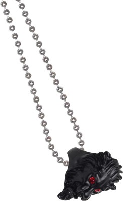 Sorellaz Unisex Black Lion Ring Bead Chain Necklace Metal Necklace