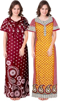 JWF Women Nighty(Maroon, Yellow)