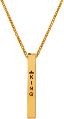 Stylish King Queen Locket for Lover, Friends and couple Gift for New Year Pendant Necklace with Chain Gold Gold-plated Zinc, Metal Pendant Set