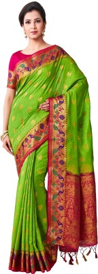 MIMOSA Woven Kanjivaram Art Silk Saree(Green)