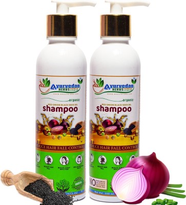 ayurvedan herbs india Shampoo with Onion & Black Seed Extract for Hair Growth and Hair Fall Control 200 Ml - (PACKS OF 2)(200 ml)