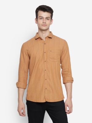 TURTLE Men Striped Casual Khaki Shirt