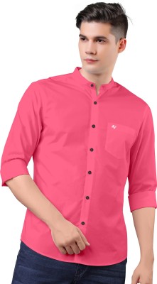 Lipsaa Men Solid Casual Pink Shirt