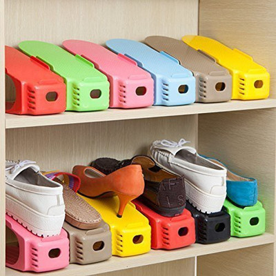 Merak Adjustable Shoe Slots Organizer Plastic Shoe Stand(Multi Color, 8 Shelves, Pre-assembled)