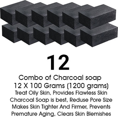 Hari Krishna Healthcare Activated Charcoal Soap for face and Body Wash (12 x 100 g)(12 x 100 g)