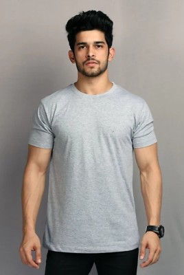 Neu Look Solid Men Round Neck Grey T-Shirt