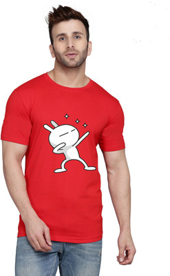 SLOWLORIS Printed Men Round Neck Red T-Shirt