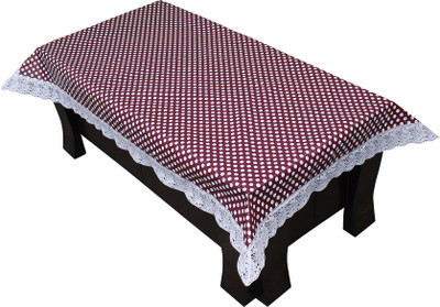 LITHARA Polka 4 Seater Table Cover(Maroon, White, Polyester)