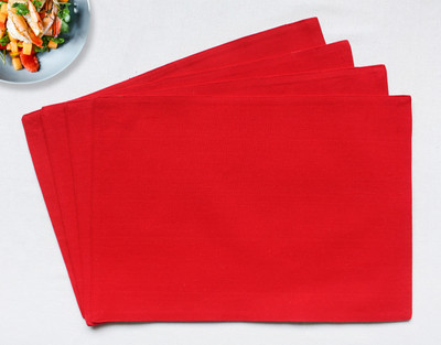 AIRWILL Rectangular Pack of 4 Table Placemat(Red, Cotton)