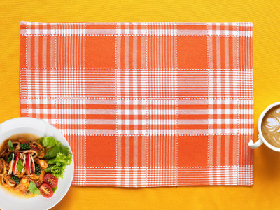 AIRWILL Rectangular Pack of 4 Table Placemat(Orange, Cotton)