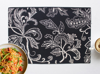 AIRWILL Rectangular Pack of 4 Table Placemat(Black, Cotton)