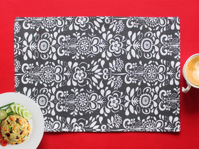 AIRWILL Rectangular Pack of 4 Table Placemat(Grey, Cotton)