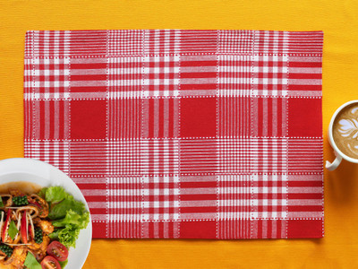 AIRWILL Rectangular Pack of 4 Table Placemat(Red, Cotton)