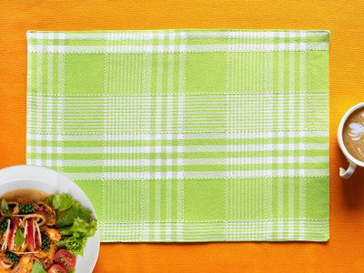 AIRWILL Rectangular Pack of 4 Table Placemat(Green, Cotton)