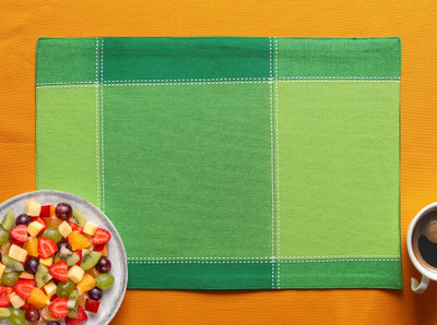 AIRWILL Rectangular Pack of 4 Table Placemat(Green, Cotton)