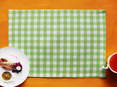 AIRWILL Rectangular Pack of 4 Table Placemat(Green, Cotton)