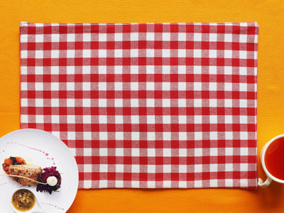 AIRWILL Rectangular Pack of 4 Table Placemat(Red, Cotton)