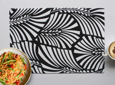 AIRWILL Rectangular Pack of 4 Table Placemat(Black, White, Cotton)