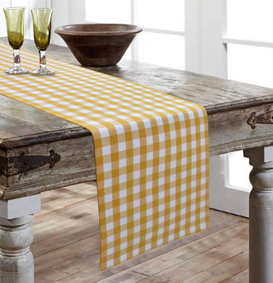 AIRWILL Yellow 152 cm Reversible Table Runner(Cotton)