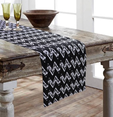 AIRWILL Black, White 152 cm Reversible Table Runner(Cotton)