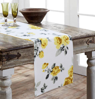 AIRWILL Yellow 152 cm Reversible Table Runner(Cotton)