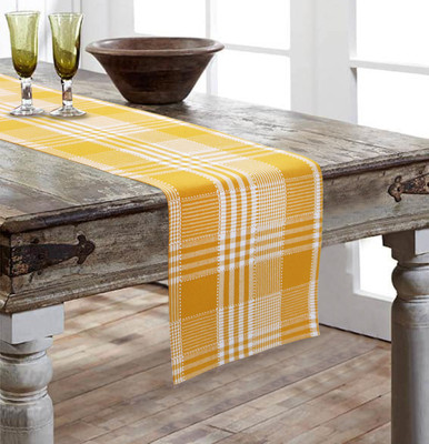 AIRWILL Yellow 152 cm Reversible Table Runner(Cotton)