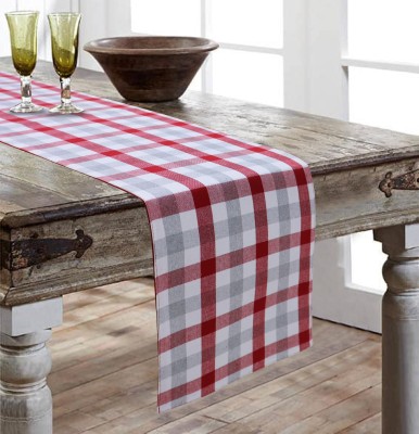 AIRWILL Red, White 152 cm Reversible Table Runner(Cotton)