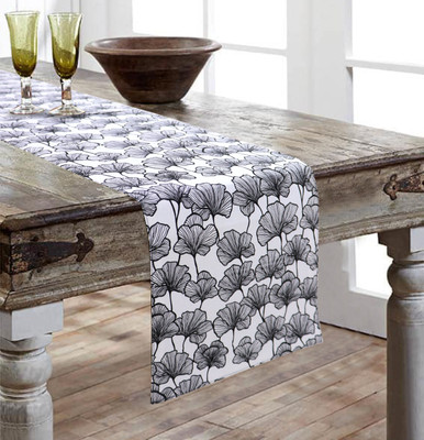 AIRWILL Black, White 152 cm Reversible Table Runner(Cotton)