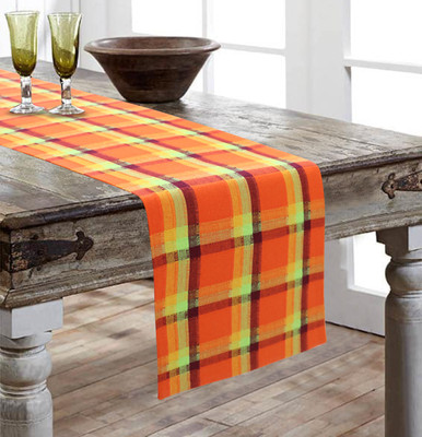 AIRWILL Orange 152 cm Reversible Table Runner(Cotton)