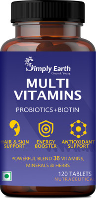 Simply earth Multivitamin For Men & Women (120 Tablets) Probiotics Vitamin C, Zinc & Biotin(120 Tablets)
