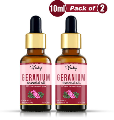 vsadey Geranium Essential Oil - 10 ml (Pack of 2)(20 ml)
