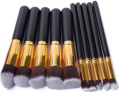 Pindara Premium Synthetic Makeup Brush Set (Black) (Pack of 10)(Pack of 10)