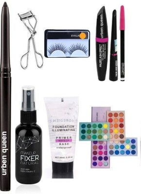 URBEN QUEEN kajal & eyelash & eyelash curler & fixerrr & primer & mascara & eyeliner & eyebrow pencil & Color bord(9 Items in the set)