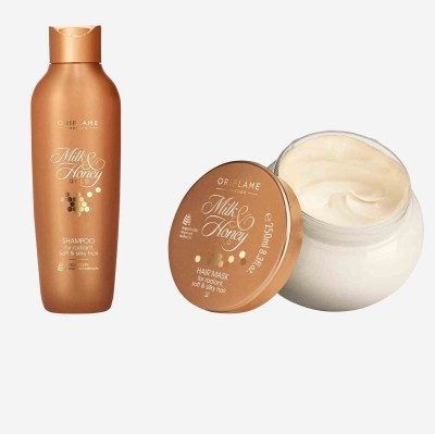 Oriflame MILK & HONEY GOLD Shampoo and Hair Mask for Radiant, Soft & Silky Hair (Combo of 2)(2 Items in the set)