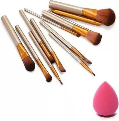 URBEN QUEEN Face Blendar & Seet of 12 Makeup brushes Tin Box ( 2 items )(2 Items in the set)
