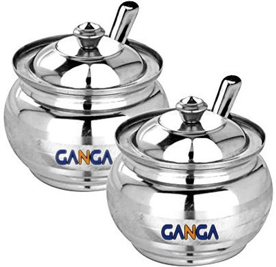 GangaMetal Steel Utility Container  - 350 ml, 350 ml(Pack of 2, Silver)