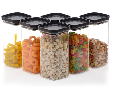 CLOUDHEAD Plastic Grocery Container  - 1500(Pack of 6, Black)