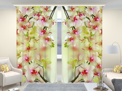 RISKY FAB 154 cm (5 ft) Polyester Room Darkening Window Curtain (Pack Of 2)(Floral, Yellow)