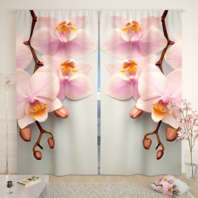 Ever Shine 154 cm (5 ft) Polyester Room Darkening Window Curtain (Pack Of 2)(Floral, White)