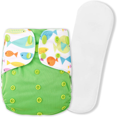 GUCHIGU Cloth Diapers for Baby Reusable Washable Free Size Infant Nappy Pant Adjustable Pack of 1 Diaper for 3 to 36 Months Babies (BD2015B, 1 Diaper + 1 Wet Free Insert Pad)
