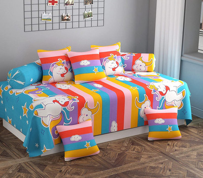 igi Polycotton Cartoon Diwan Set(Multicolor)