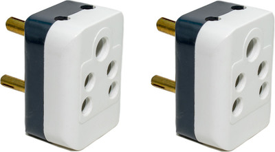 Ovicart 6A 3 Pin Plastic Multi Plug Adapter Pack of 2 6 A Three Pin Socket