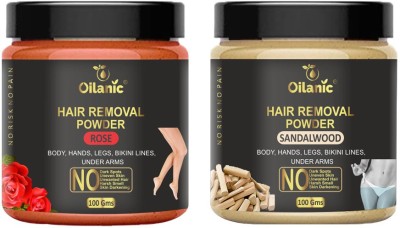 Oilanic Rose + Sandalwood Hair Removal Powder Combo Pack of 2 Jar 100gms (200gms) Wax(200 g, Set of 2)