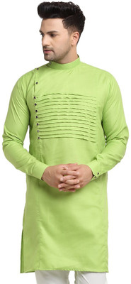 kaifoo Men Self Design Straight Kurta(Green)